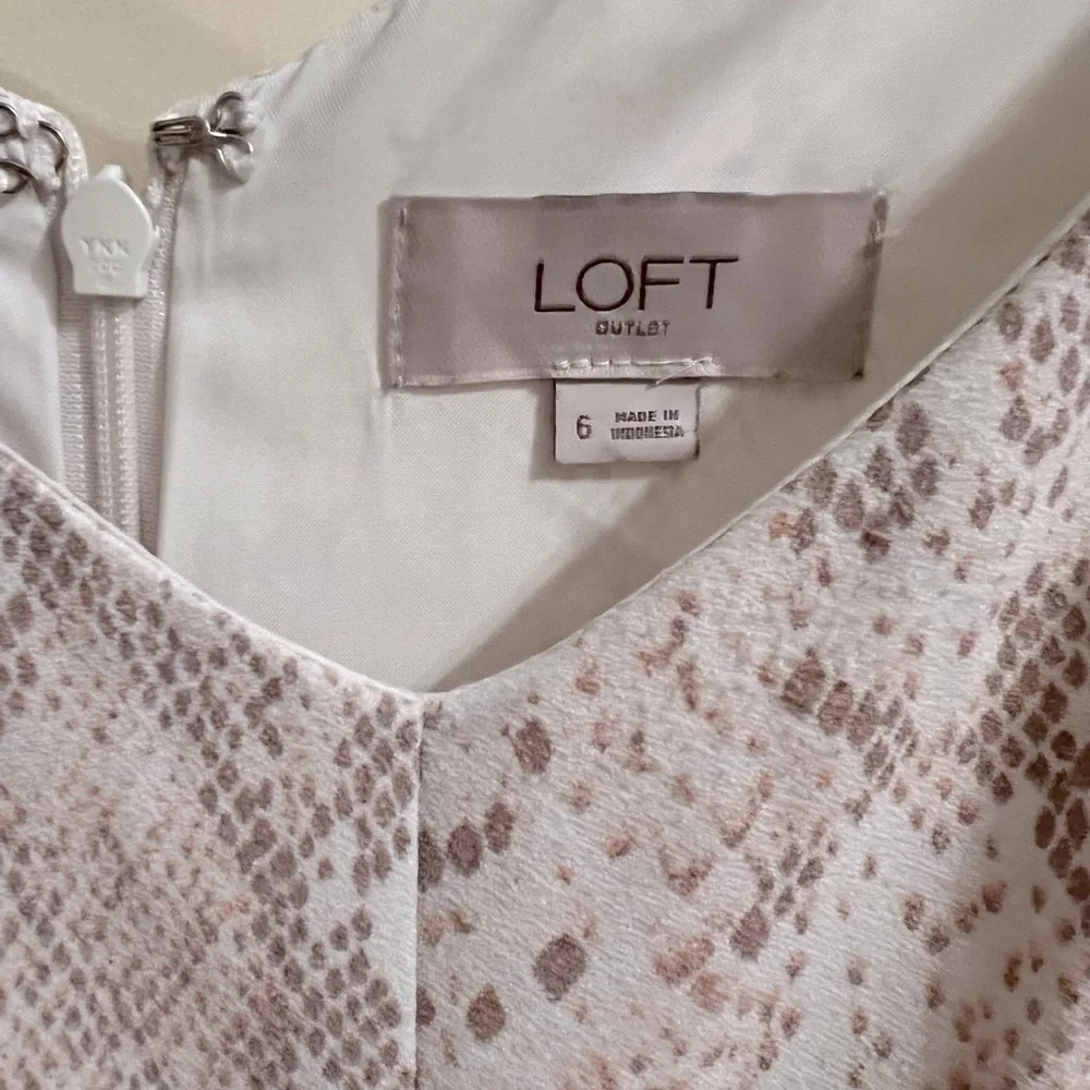 LOFT White Pink Snake Print Jumpsuit (6) - Picture 7 of 7